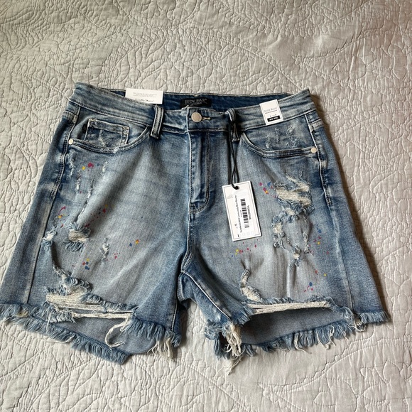 Judy Blue Shorts Judy Blue Paint Splatter Denim Shorts Poshmark